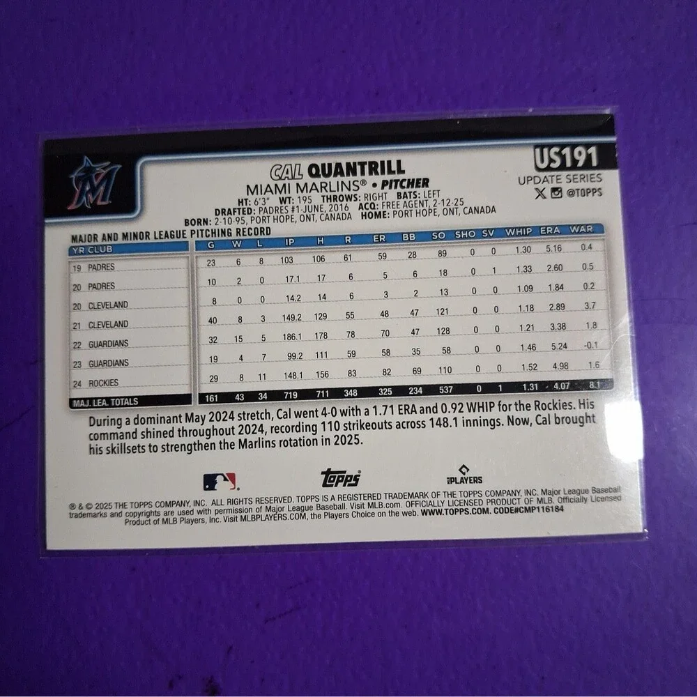 2025 Topps Update Series - Cal Quantrill #US191